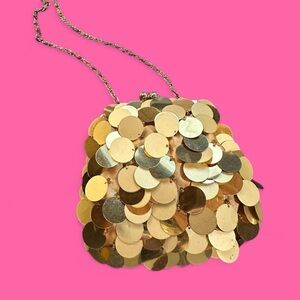 vintage! y2k! gold sequin mini handbag!